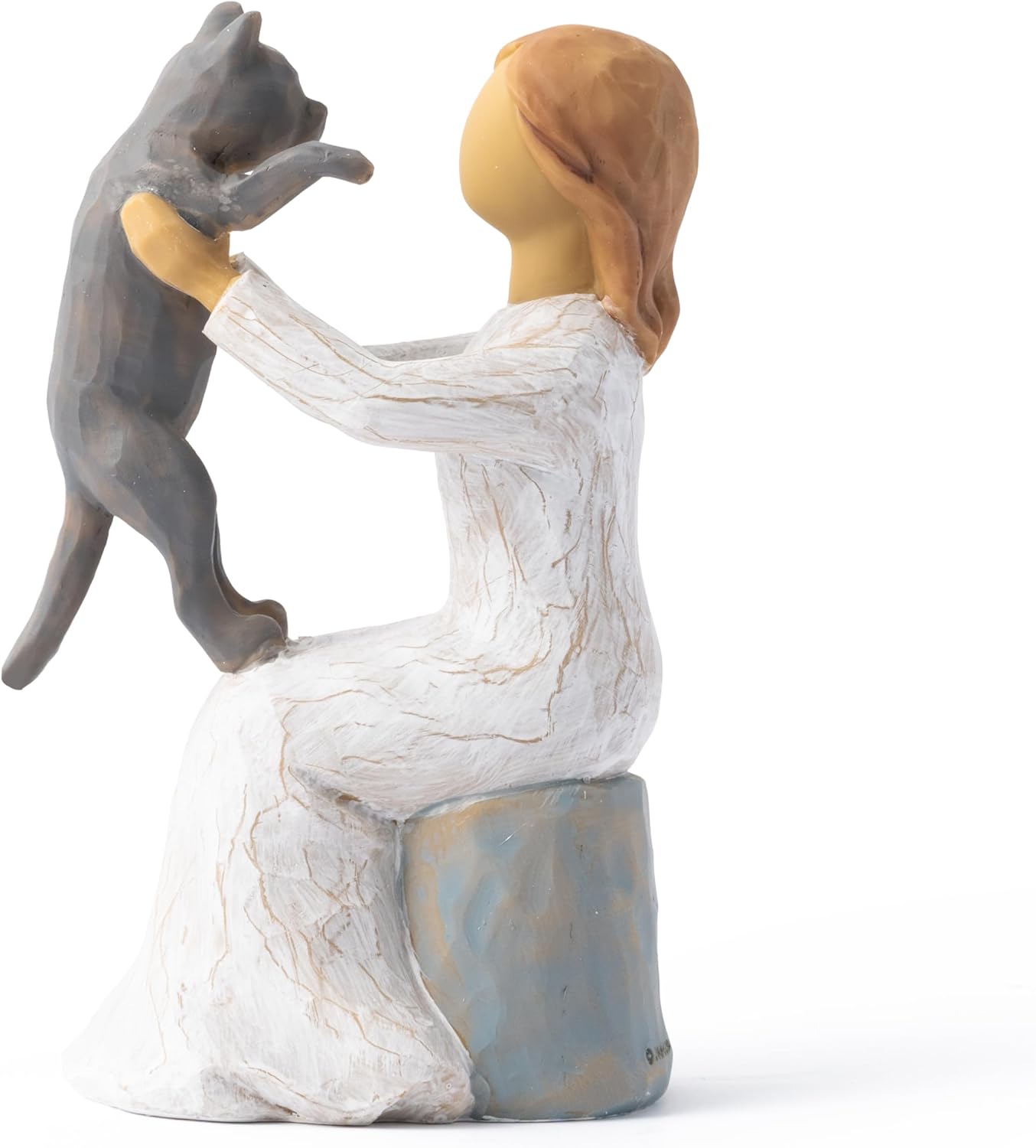 Love My Cat Figurines Statue - Cat with Angel Hand-Painted Sculpted Statue Table Topper Decor for Pet Lover Home Room Office Desktop Christmas Birthday Party Favor Housewarming Friendship Gift