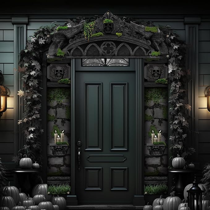 3 Pcs Halloween Cemetery Archway Halloween Cemetery Banners Gothic Outdoor Banners Sign Banner Decorations for Outdoor Party Supplies (Vintage)