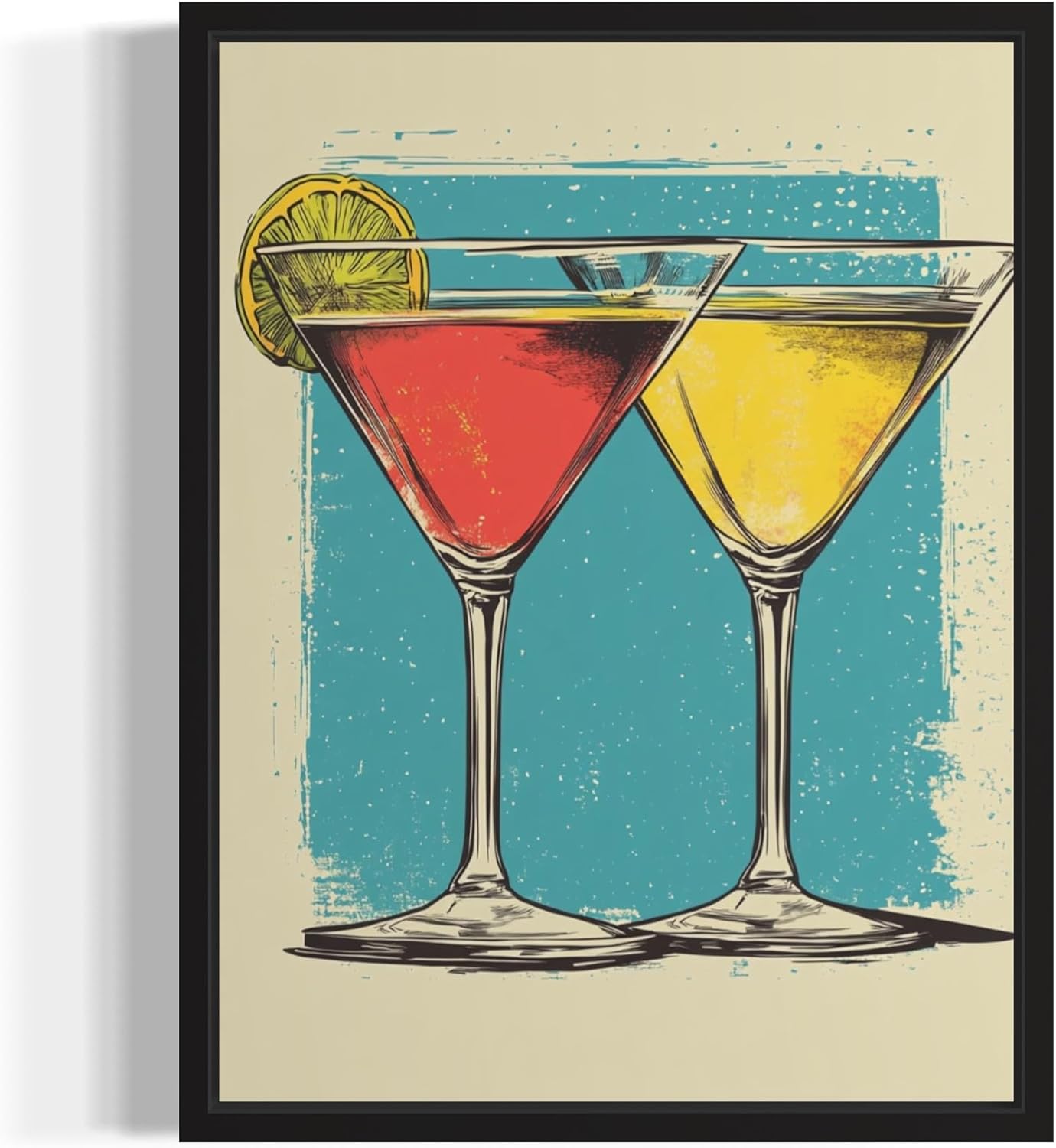 Martini Glasses Pop Art Poster Print, Vintage Retro Wall Art Decor Paintings Classic Artwork for Bedroom Living Room Decorations. (Martini Glasses, 11x14 inches (Unframed))