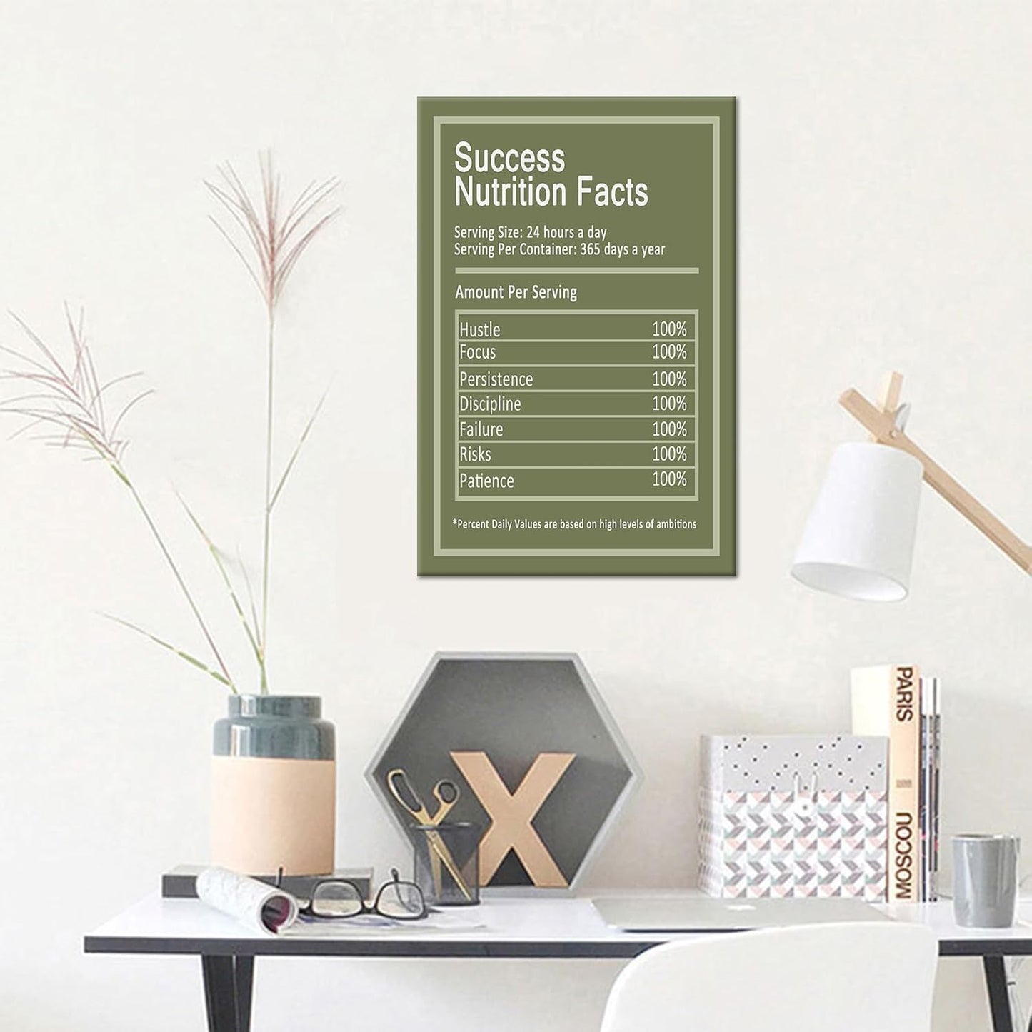 Inspirational Canvas Wall Art Nutrition Facts Motivational Entrepreneur Quotes Picture Print Positive Poster Painting Wall Decor Artwork for Home Bedroom Office Stretched and Framed [12''Wx18''H]