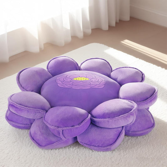 Lotus Flower Floor Pillows, Large Cushion Inspired by Lotus Flower Design, Decorative Seating for Living Room, Bedroom, and Lounge, Soft Washable Floor Cushion for Relaxation, and Family Activities