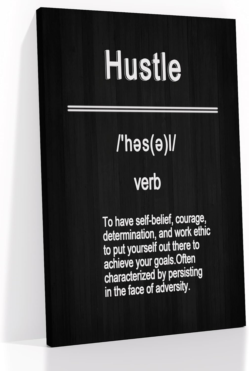 Inspirational Canvas Wall Art Hustle Motivational Entrepreneur Quotes Framed Picture Print Positive Poster Painting Wall Decor Artwork for Modern Home Bathroom Bedroom Ready to Hang [12''Wx18''H]