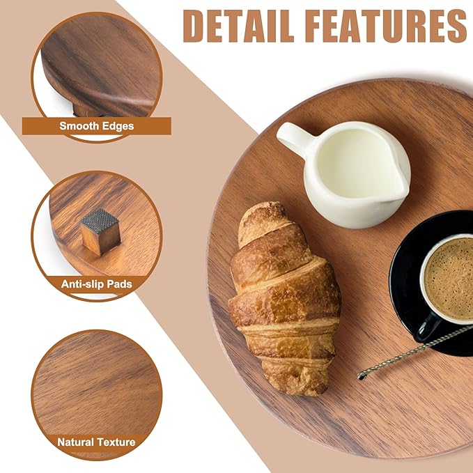 Walnut Wood Pedestal Stand, Decorative Wood Riser For Display, Farmhouse Decor Soap Tray, Displays Your Plant Bottles Candles for Your Home (Round,9 x 1.57Inch)