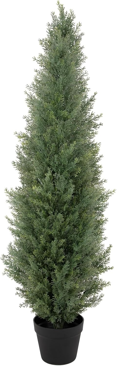 Bellacat 4ft UV Resistant Artificial Topiary Trees Outdoor, 48in Faux Cedar Tree with Full & Realistic Leaves, Fake Cypress Tree for Front Door Proch Patio Deck Balcony Yard Decor