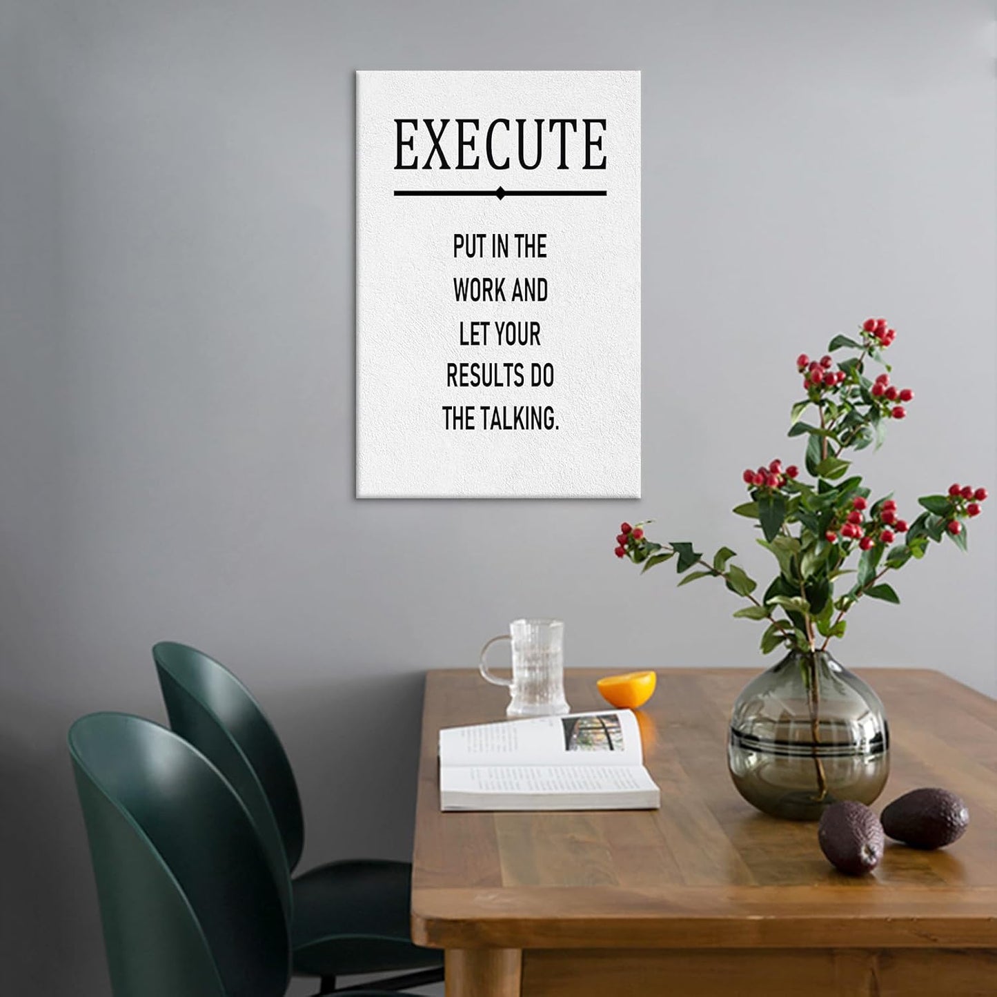 Inspirational Canvas Wall Art Home Decor Execute Motivational Entrepreneur Quotes Poster Print Modern Picture Painting Artwork for Bathroom Bedroom Office Wall Decoration Ready to Hang [12''Wx 18''H]