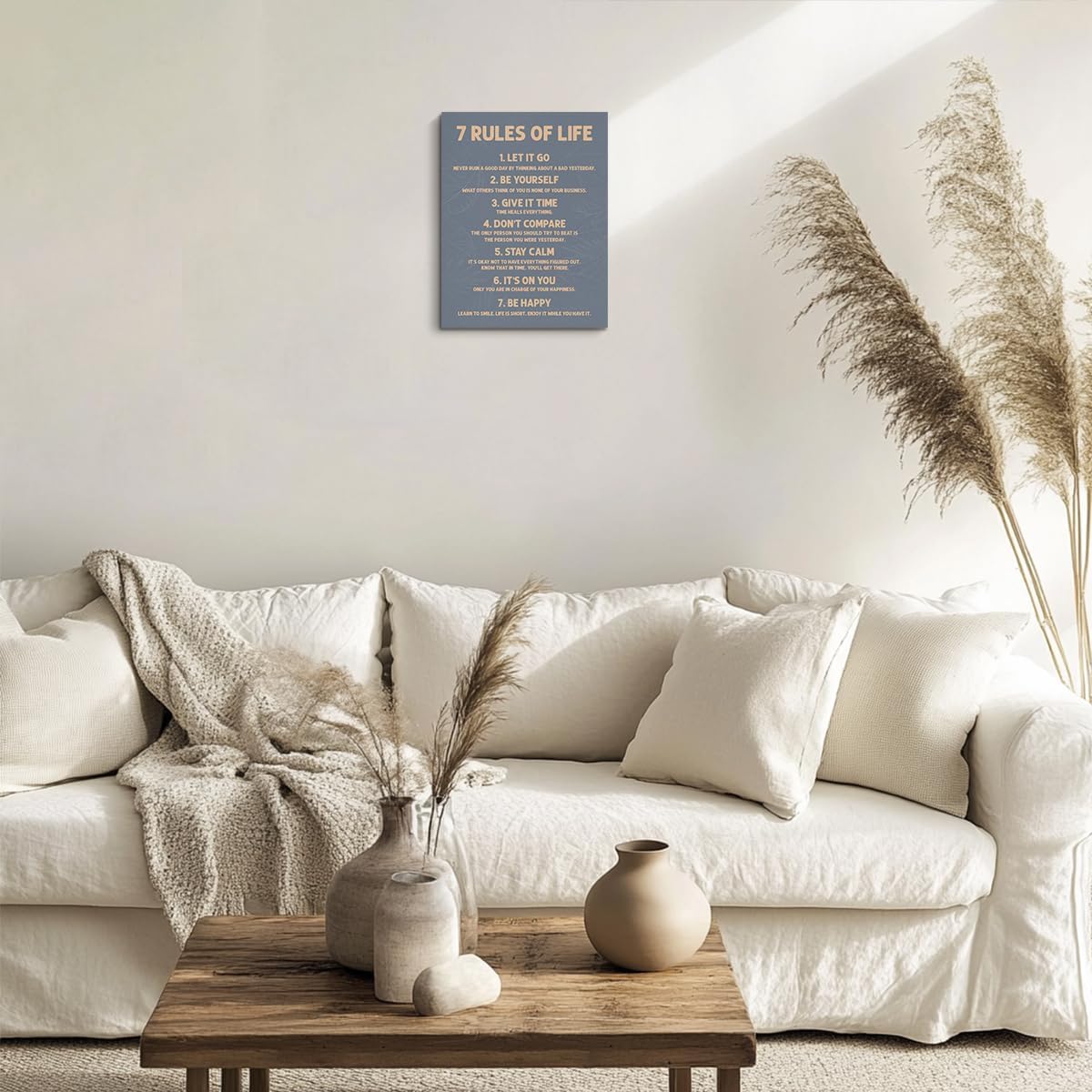 Inspirational Motivational Posters 7 Rules Of Life Motivational Quotes Poster Print Phrase Wall Art Positive Quotes, Positive Affirmations Wall Art Decor for Bedroom Office Classroom Study Gym Room