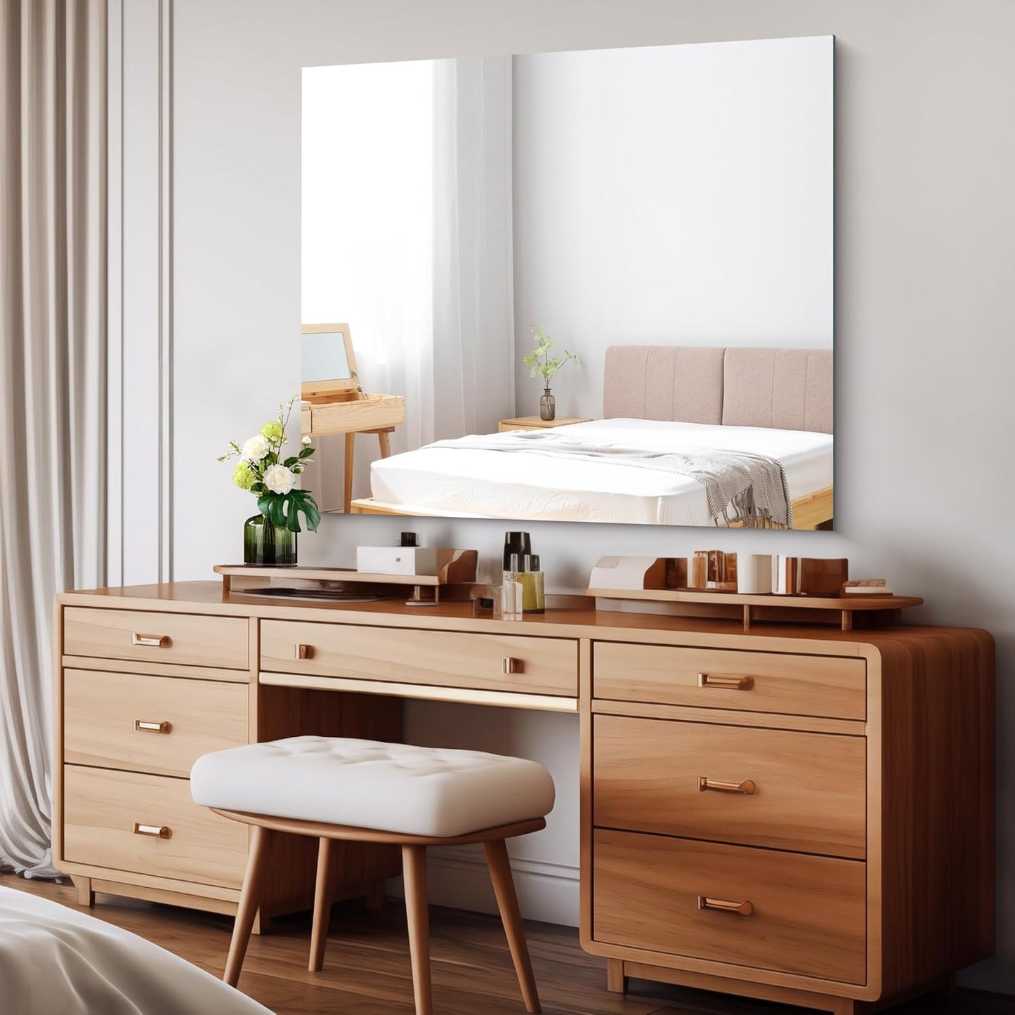 Frameless Mirror, 36x40 inch Bathroom Mirrors for Over Sink, Large Frameless Wall Mirror, Upgraded Shatterproof Vanity Mirror with Polished Edge for Bathroom,Bedroom,Living Room and Entryway