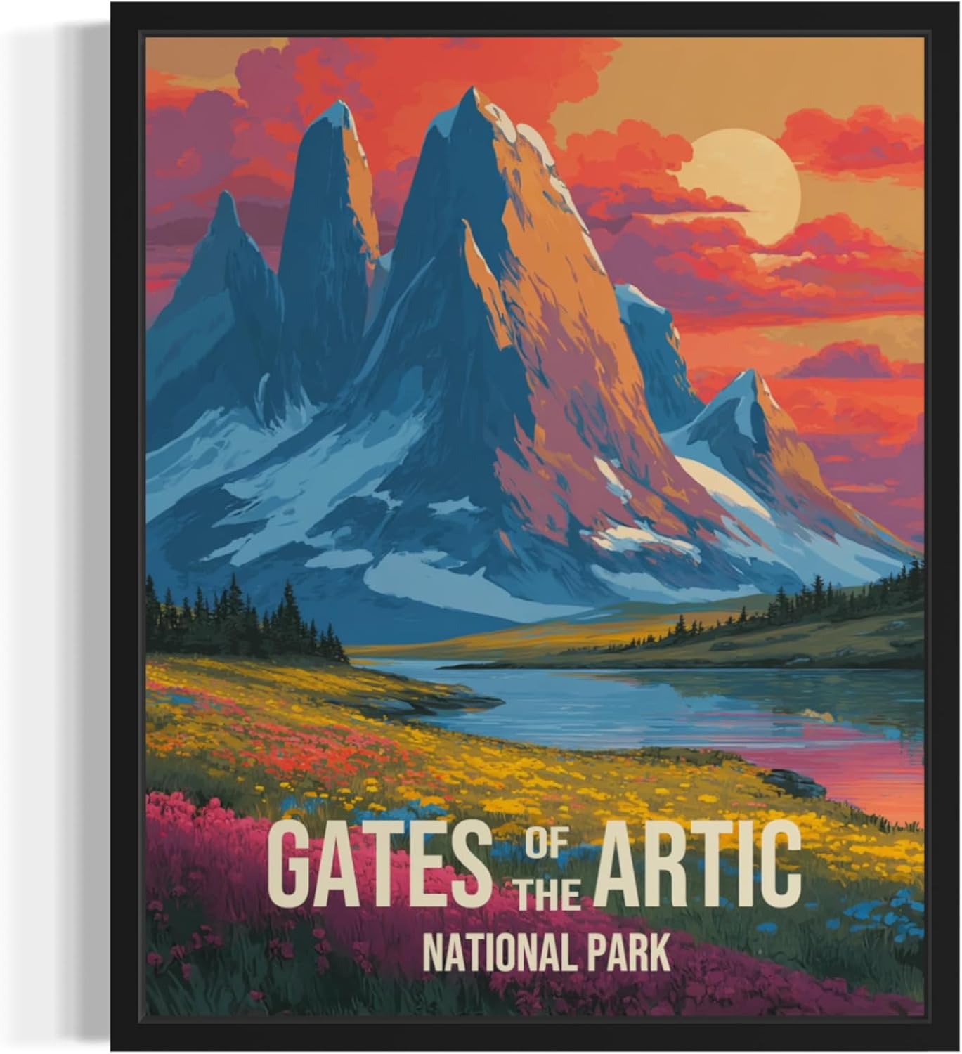 Gates of the Arctic National Park Art Print Poster, Vintage Retro Pop Art Travel Wall Art Bedroom Bathroom Living Room Decor 185 (Gates of the Arctic, 16 x 20 inches, Unframed)