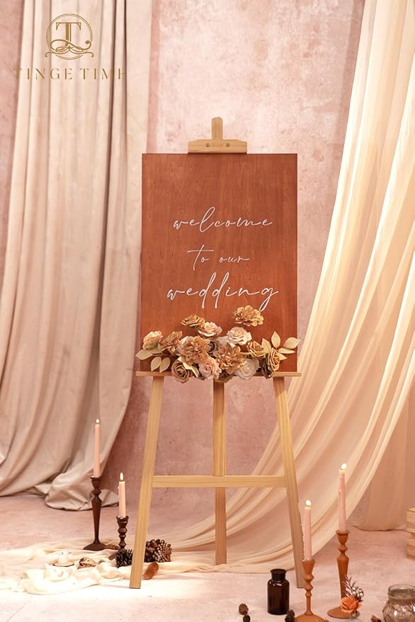 TINGE TIME Artificial Flowers, Fake Rose Silk Dahlia with Stems for DIY Bridal Wedding Bouquets Baby Shower Floral Arrangements Centerpiece Table Party Home Decorations(Dark Milk Tea)