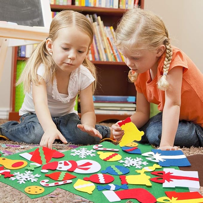 YEAHBEER Felt Christmas Tree for Kids Wall, 3.2FT Felt Christmas Tree with 30 Detachable DIY Christmas Ornaments,Xmas Gifts, New Year Door Hanging Decorations