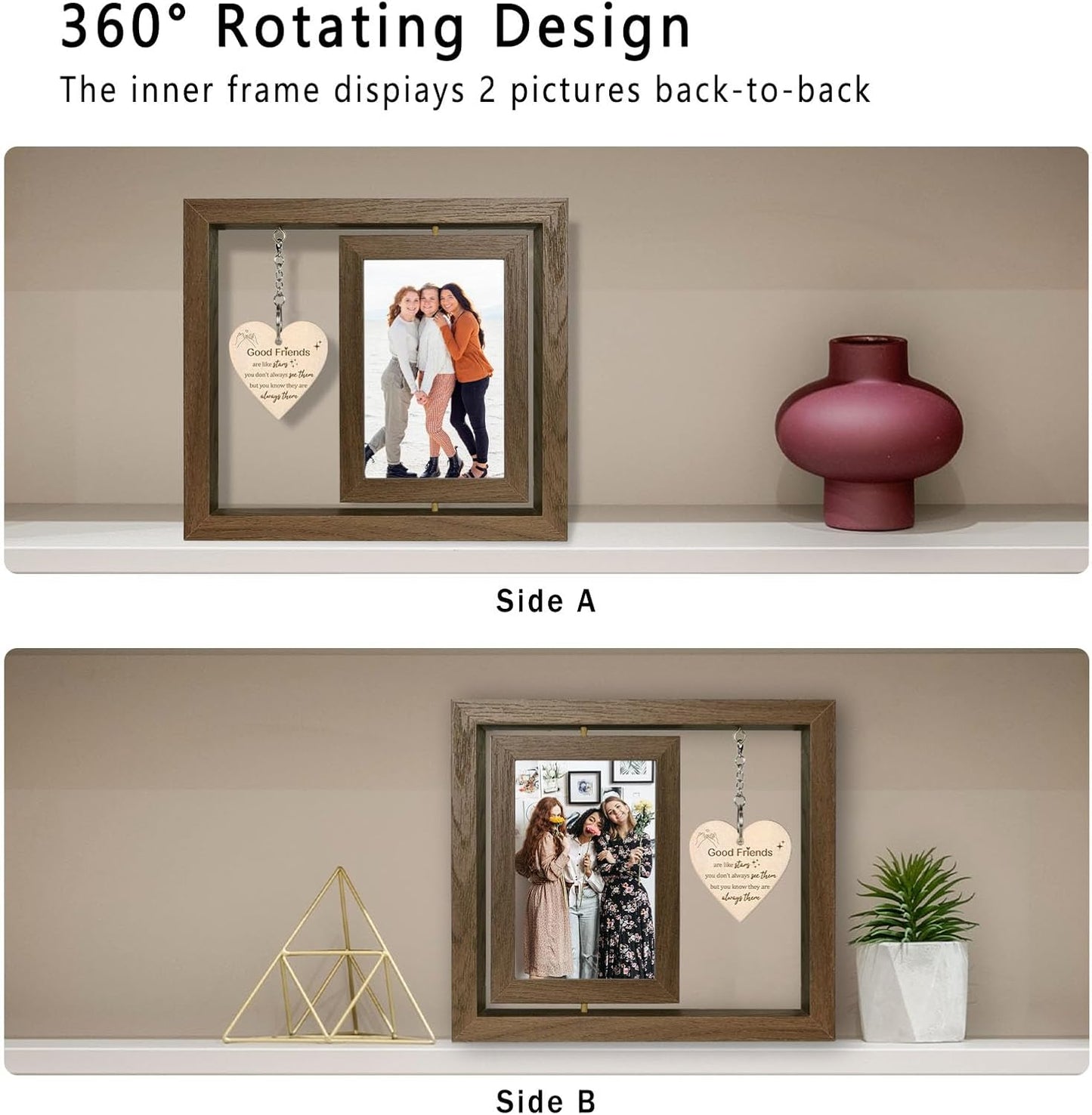 Good Friends Are Like Stars - You Don't Always See Them - But You Know They're Always There Best Friend Picture Frame Gifts for Women Besties BFF, Best Friend Birthday Going Away Gifts