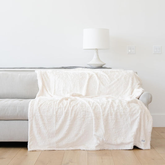 GRACED SOFT LUXURIES Throw Blanket Softest Warm Elegant Cozy Faux Fur Aesthetic for Home, Couch, Sofa, Bed, Living Room (Solid Ivory, Extra Large 60" x 80")