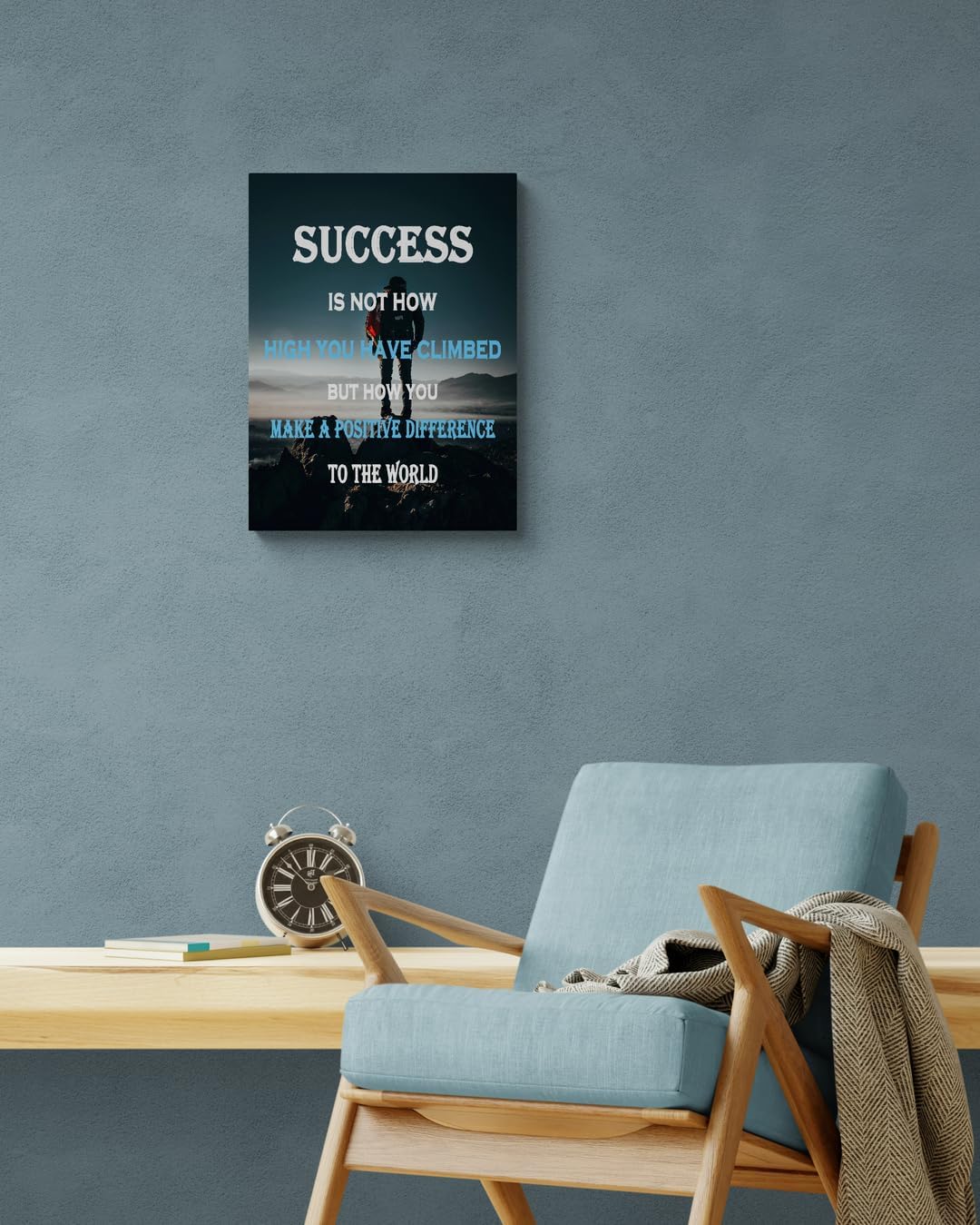 GoForArt Success Mountain Motivational Canvas Wall Art, Famous Quote Inspirational Prints Wall Decor, Positive Picture Poster for Office Living Room, Bedroom Dining Room Artwork Home Decoration 12x18in