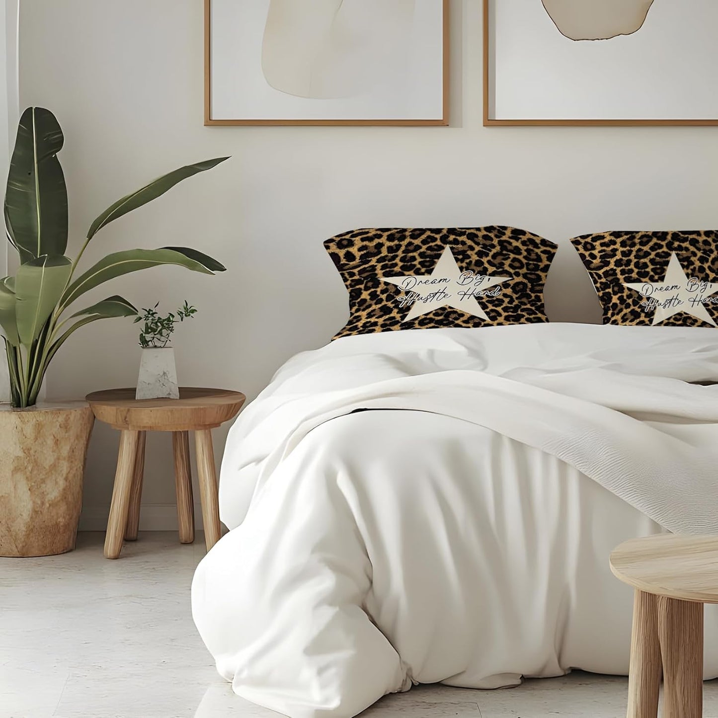 Leopard Star Lucky 8 Ball Inspirational Throw Pillow Covers 18x18, Cheetah Print Room Decor, Trendy Funky Y2K Leopard Print Decorative Pillow Covers for Girls Room Dorm Apartment Home