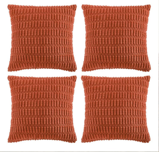 Fancy Homi 4 Packs Boho Burnt Orange Fall Decorative Throw Pillow Covers 26x26 Inch for Couch Bed Sofa, Rustic Modern Farmhouse Home Decor, Soft Plush Corduroy Cute Square Cushion Case 66x66 cm