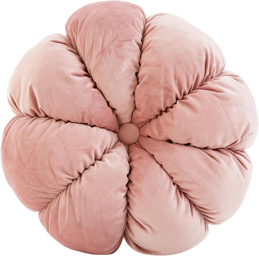 Flower Pillow Cushion Round Decorative Throw Pillow for Couch Bedroom Flower-Shaped Floor Cushion for Girls Kids (Pink, 15.7”)