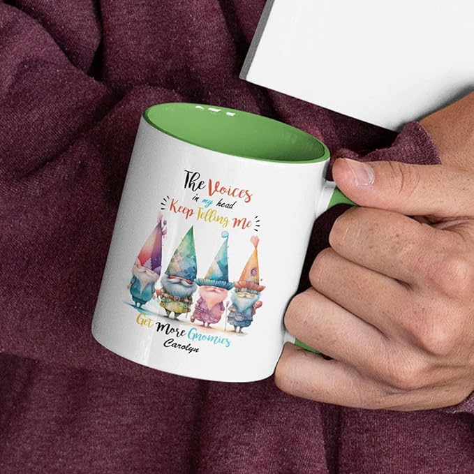 Unique Gnomes Standing Travel Cup, Novelty Gnomes White Mug, Customized Name Gnomes Design Coffee Cup, Personalized Get More Gnomes Tea Mug, Ceramic Cup, Gifts For Gnome Lovers