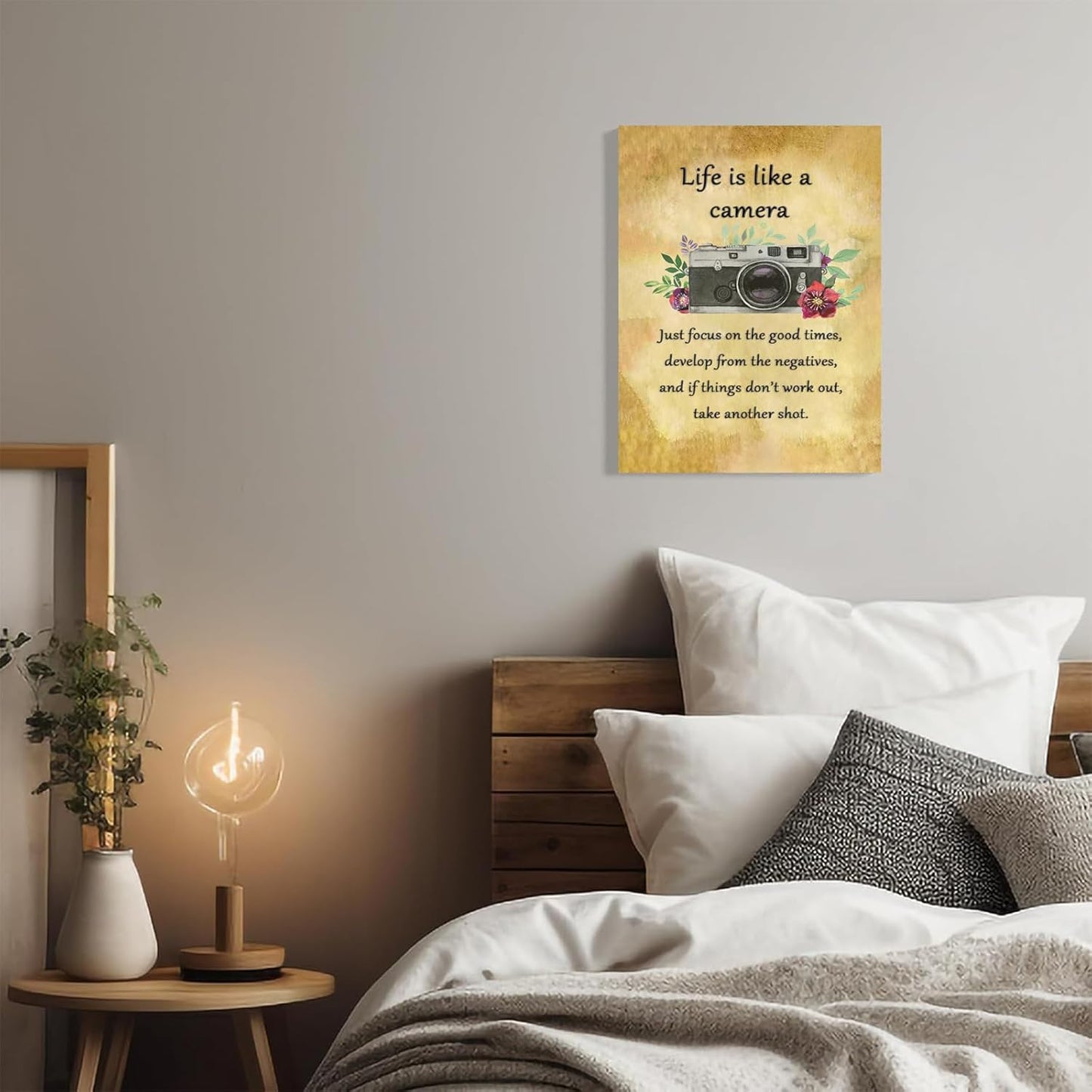 Life is Like a Camera Wall Art Master Motivational Poster Inspirational Print Gift for Photographer，Friend Wall Decor for Home for Home Décor Office Encouraging Quotes Sayings Framed 16 * 24 Inch