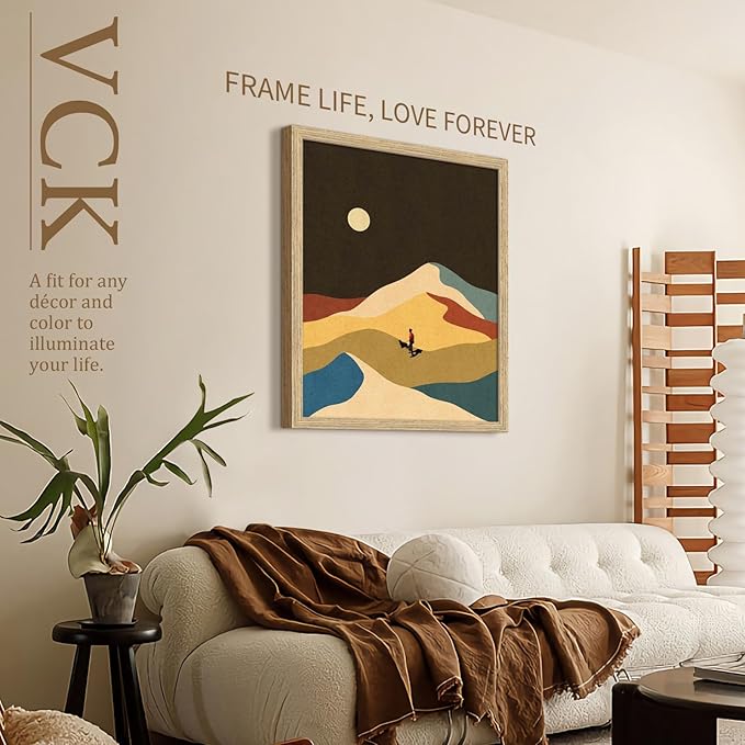 VCK 22x28 Poster Frame Set of 3 - Oak, Natural Solid Wood, Exclusive Wood Grain Picture Frame, Wall Hanging