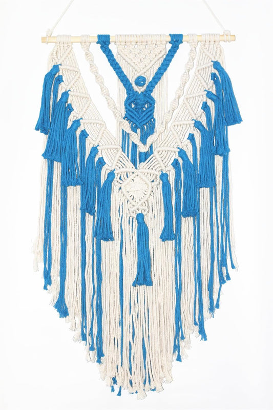 BMIDRUT Macrame Woven Wall Hanging Tapestry Boho Wall Art Handmade Macrame Tapestry for Wedding Bedroom Living Room Background Wall 17x30 Inch