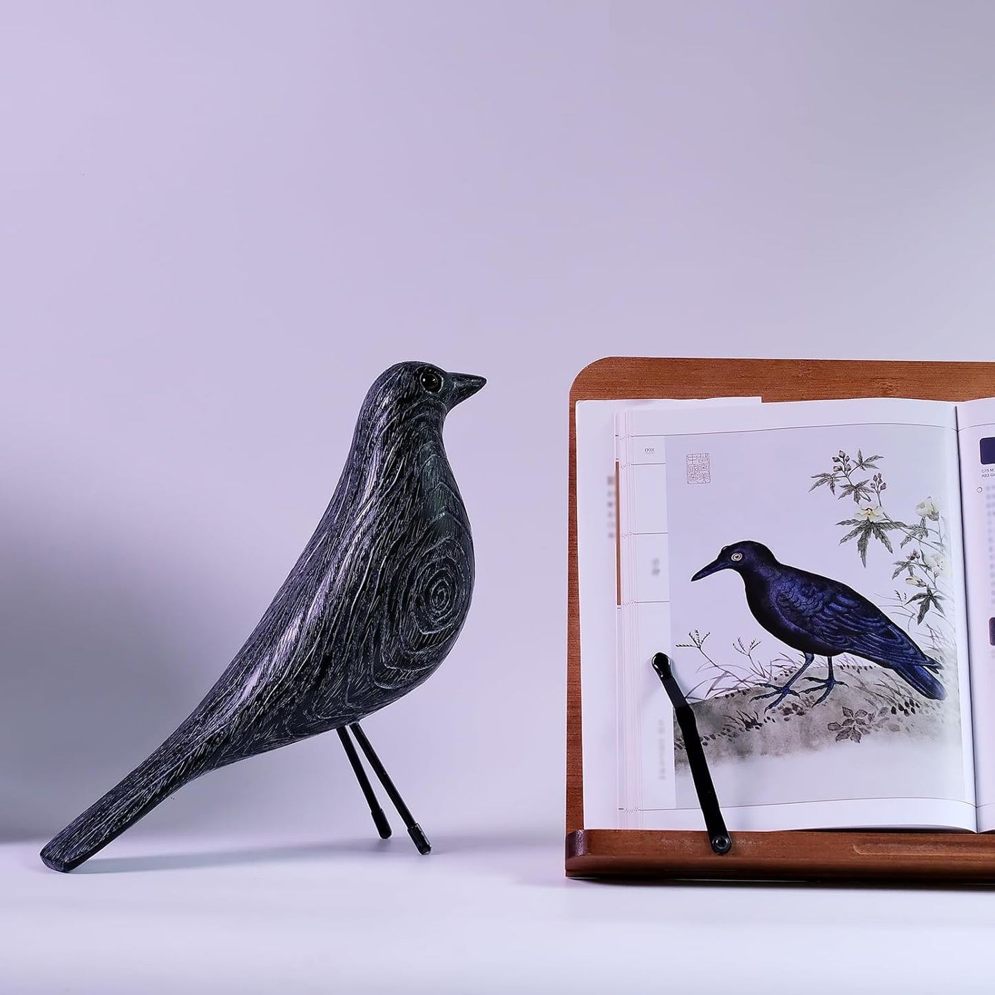 Mid Century Home Decor, House Bird, Adornment Office Home Decor, Desk Dove Ornament, Arts Pigeon Gifts, Replica Sculpture(Woodgrain, White Stripe)