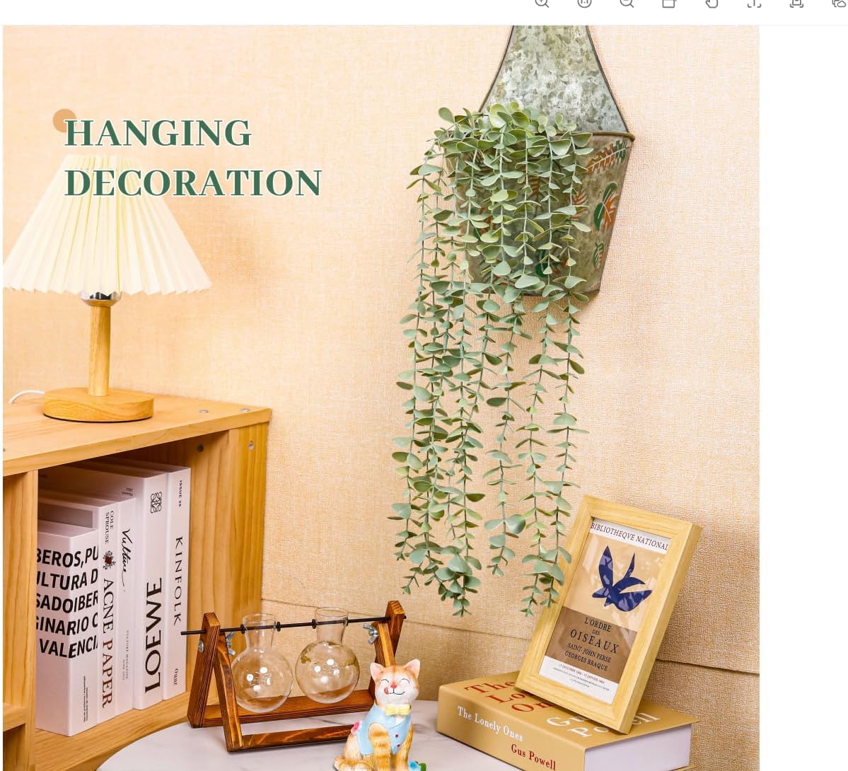 Der Rose 1Pcs Fake Plants Hanging Artificial Potted Faux Eucalyptus Plants for Vintage Boho Farmhouse Bathroom Office Desk Wall Book Shelf Room Accessories Decor Indoor