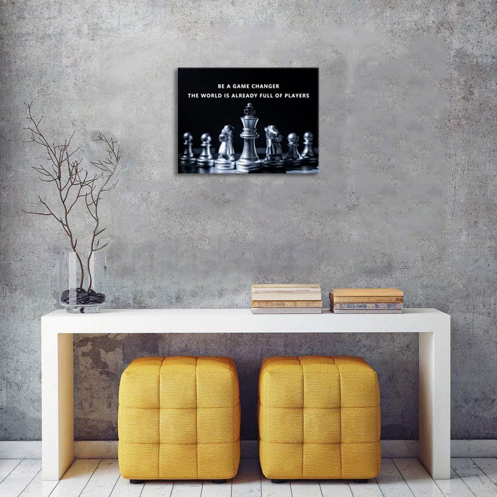 Inspirational Canvas Wall Art Motivational Quotes Be A Game Changer The World Is Already Full Of Players Pictures for Home Office Wall Decor Chess Posters Print Artwork Painting[18"W x 24"H]