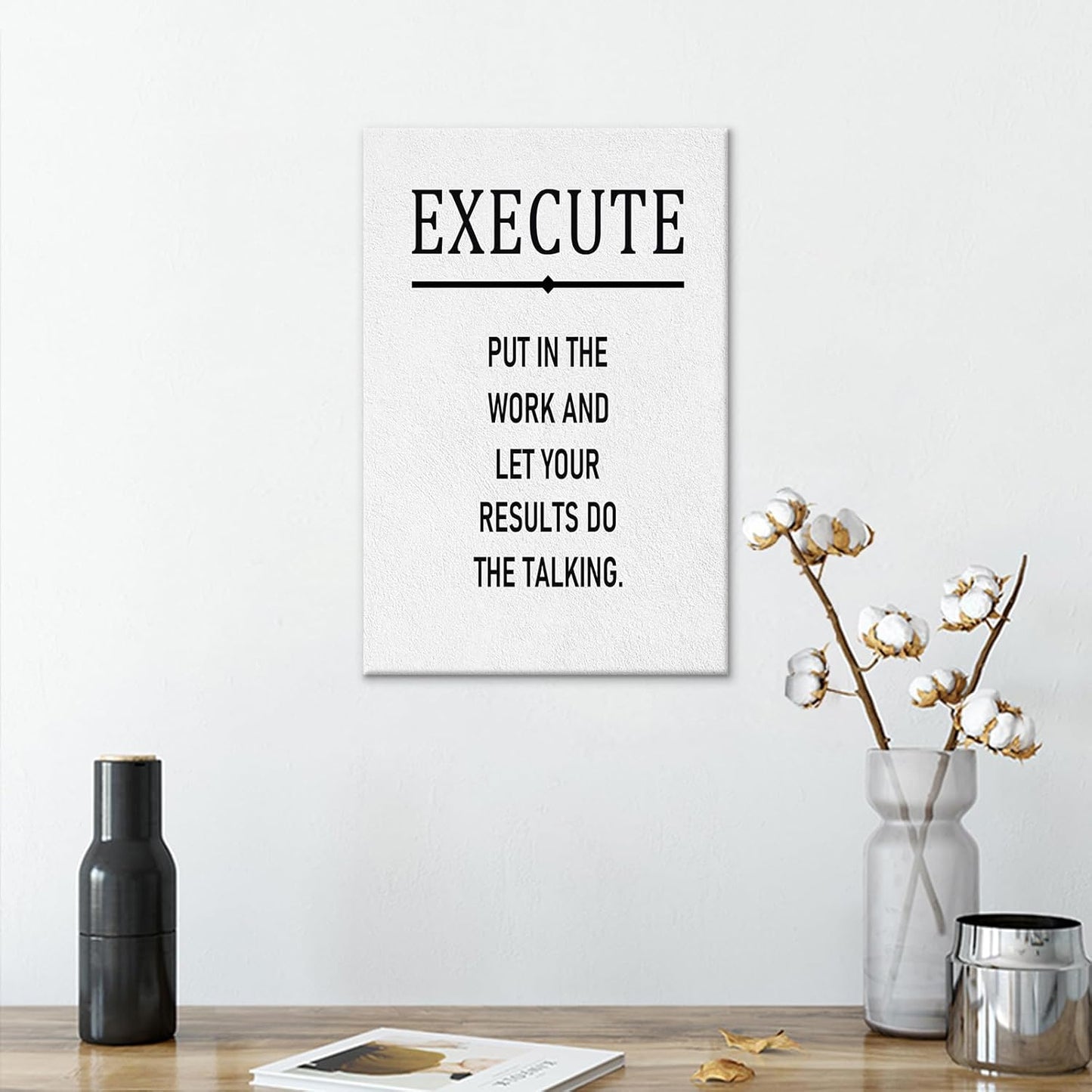 Inspirational Canvas Wall Art Home Decor Execute Motivational Entrepreneur Quotes Poster Print Modern Picture Painting Artwork for Bathroom Bedroom Office Wall Decoration Ready to Hang [12''Wx 18''H]