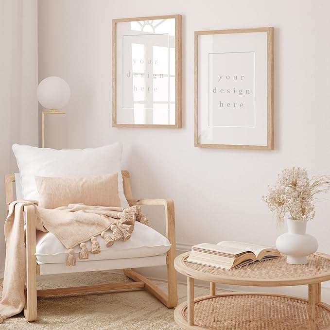 12x18 Oak Wood Picture Frame - Minimalist 12x18 Poster Frame, 12"x18" Picture Frame Wood, Natural Solid Wooden Picture Frames for Wall Art Photo and Prints(1 Pack, Beige)