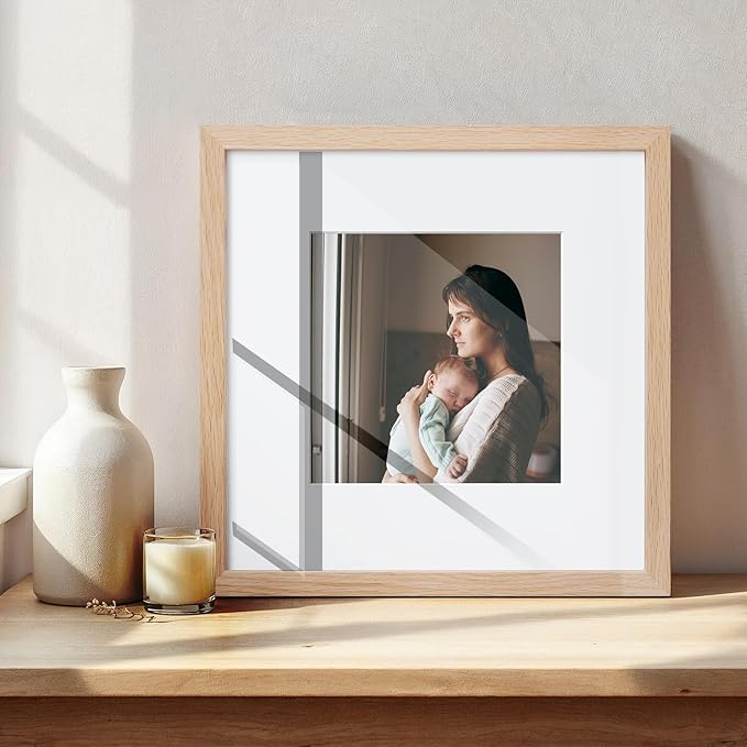 10x10 Oak Wood Picture Frame - Minimalist 10x10 Poster Frame, 10"x10" Frame Wood, Natural Solid Wooden Picture Frames for Wall Art Photo and Prints(3 Pack, Beige)