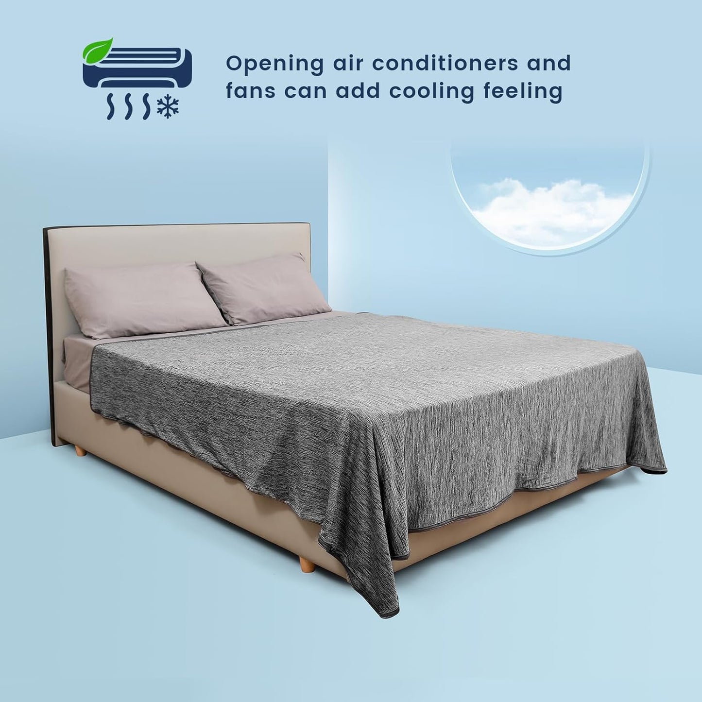 Cooling Blanket for Hot Sleepers, Cool Throw for Hot Flashes or Night Sweats, Q-Max>0.45 Summer Cool Fiber for Bed Couch Sofa, Lightweight Cold Blanket, Soft, Twin Size, 59x79 inch, Black