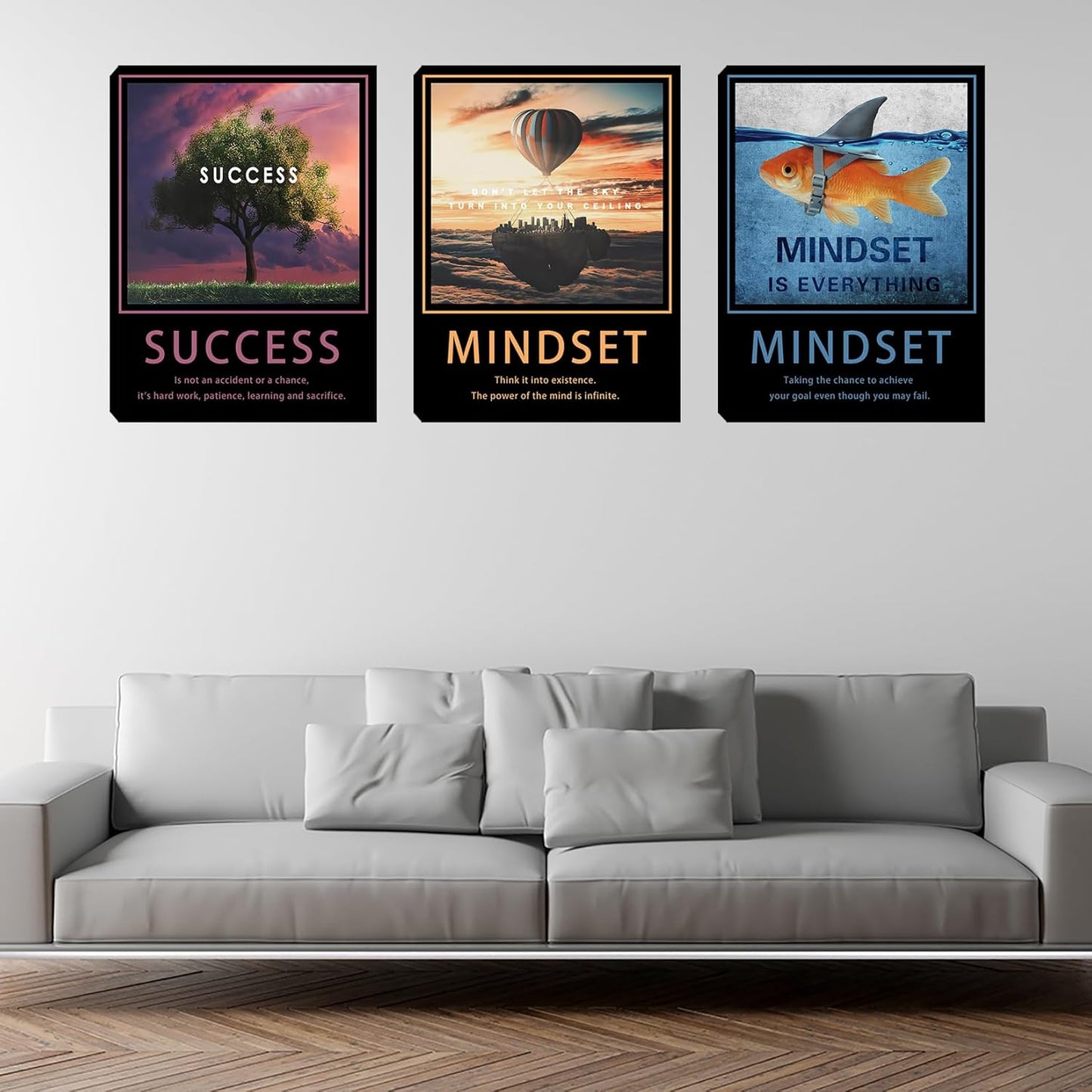 Inspirational Motivational Posters & Art - Wall Decor for Living Room, Bedroom & Home Office - Easy to Hang Framed Wall Decor Canvas Art Paintings