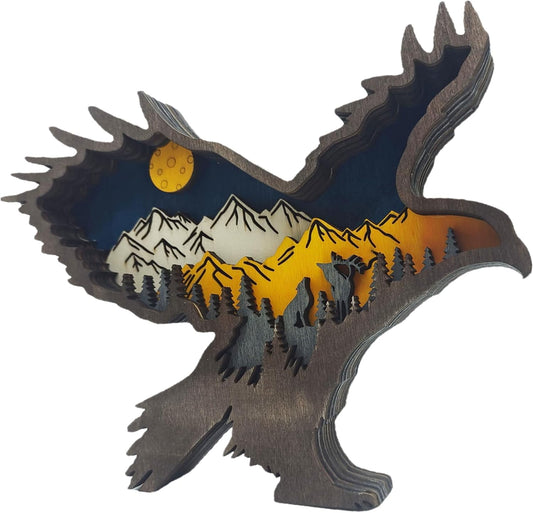 Forest Animal Desk Art Decor Wooden Farmhouse Table Decoration, Cabin Decor, Nursery Decor Mountain Decor for Bedroom Living Room(Eagle)