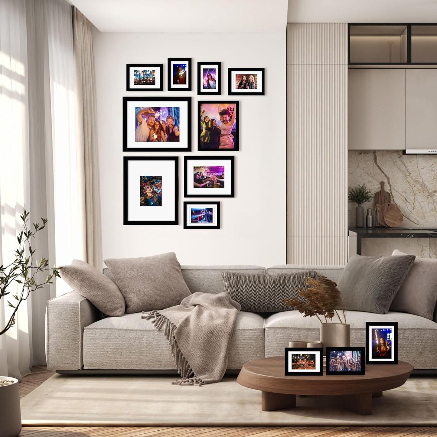 Egofine Picture Frame Set 12 Pack, Picture Frames Collage Wall Decor with Two 11x14, Two 8x10, Four 5x7, Four 4x6, Photo Frames for Wall and Tabletop, Made of Solid Wood, Covered by Plexiglass, Black