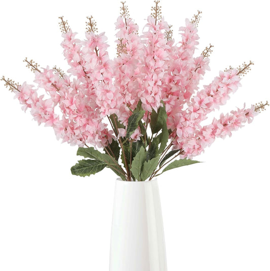 IPOPU 5PCS Faux Snapdragon Flower Pink Silk Hyacinth Flower Artificial Fake Delphinium Flowers for Home Garden Wedding Table Centerpiece Decor(Pink)