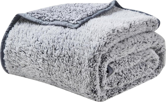 EMME Soft Sherpa Fleece Blanket Reversible Plush Fluffy Large Blanket, Light Weight Warm Decorative Boho Blanket Cover for Sofa, Couch, Bedroom,Travel(Plush Grey,60"x80")