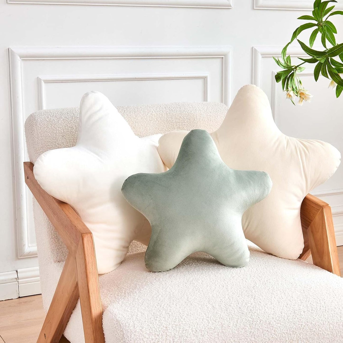 Beige Star Throw Pillow, Cute Star Pillow Room Decor, Soft 14.9" Star Shaped Decorative Throw Pillow for Bedroom, Star Plush Floor Cushions Pillows