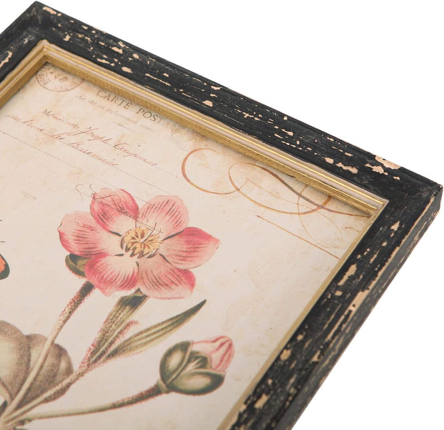 NIKKY HOME Set of 3 Vintage Butterfly Wall Art Poster Print Rustic Botanical Picture Decor Floral Plant Wooden Framed Plaque Sign for Bedroom Living Room Office Classroom