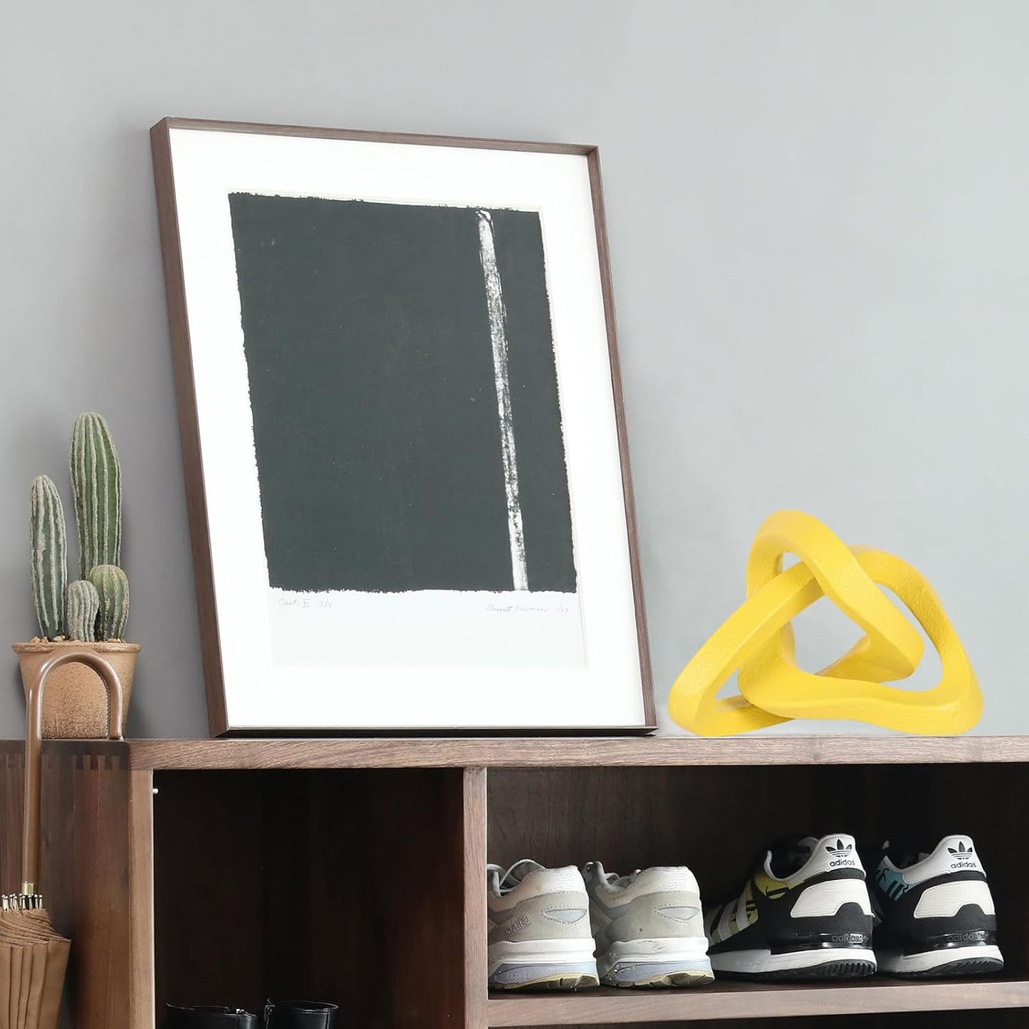 Infinity Knot Sculpture Yellow Knot Decor Object, Abstract Knick Knacks Coffee Table Modern Statue, Yellow Sculpture for Home Living Room Table Ornaments and TV Stand Bookshelf Decorative