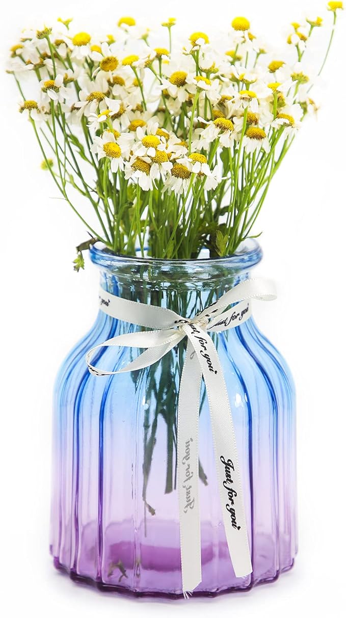 OFFIDIX Glass Vase, Gradient Multicolor Flower Vase for Weddings, Events, Decorating, Arrangements, Flowers, Office, or Home Decor