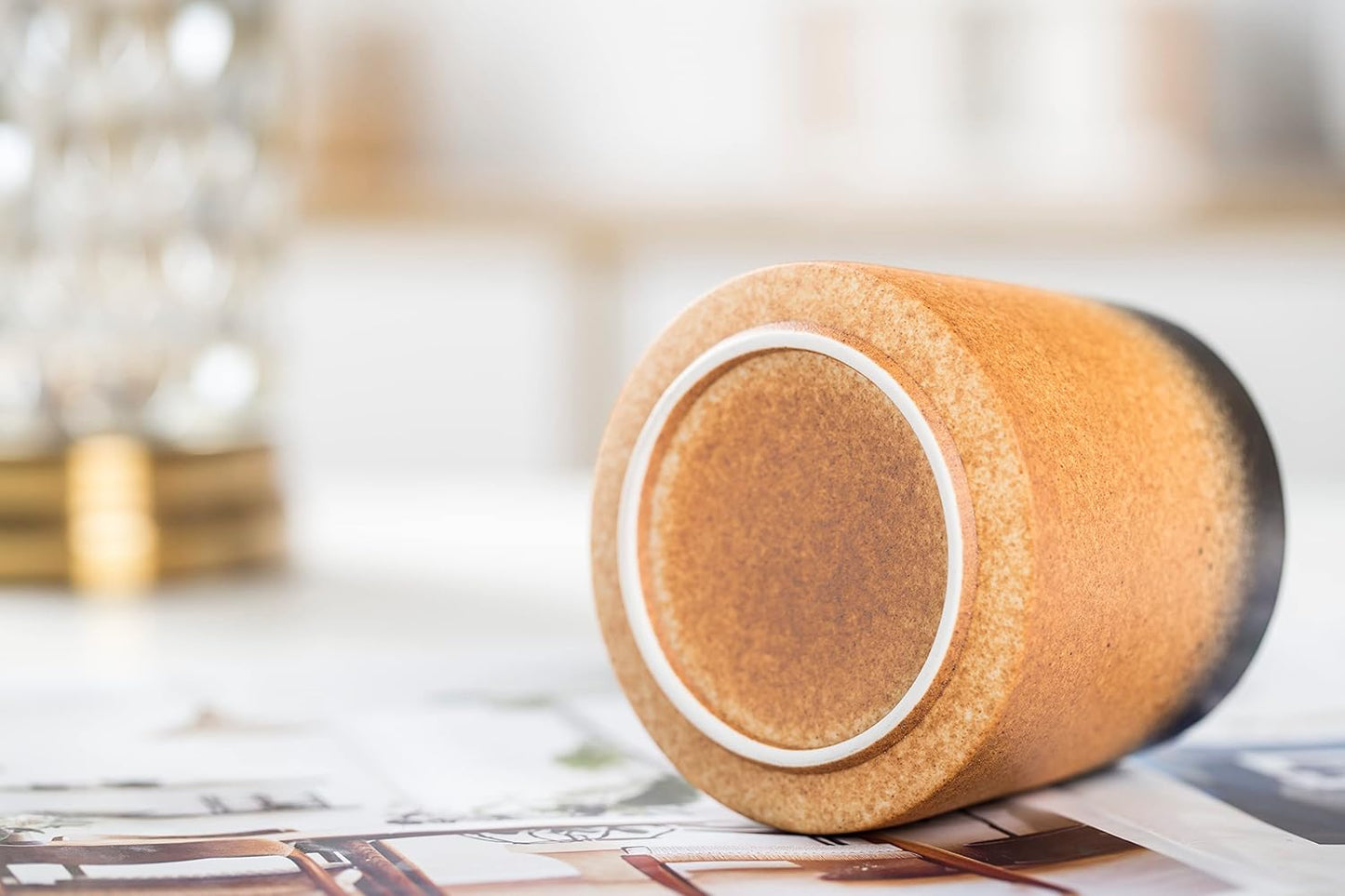 Big handmade Ceramic Coffee Mugs for Men/Women,10oz Tea Cup for Office and Home,Microwave and Dishwasher safe,Gift for Parents,Family and Friends(Burnt yellow)