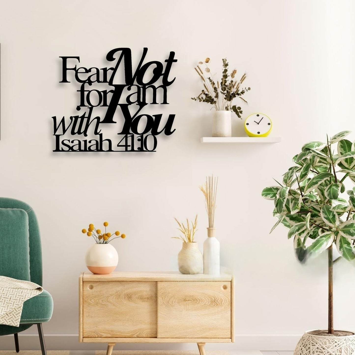 LIYOUYA Isaiah 41:10 Metal Wall Decor - Room Decor Black Christian Scripture Wall Art Home Decor for Living Room, Bedroom, Dining Room (Black)