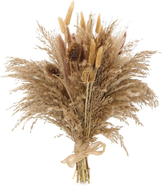 Dried Flowers Bouquet,Pampas Grass for Boho Decor,Rustic Farmhouse Flower for Bohemian Home,Bedroom,Living Room,Wedding Table Centerpieces(Bouquet C)