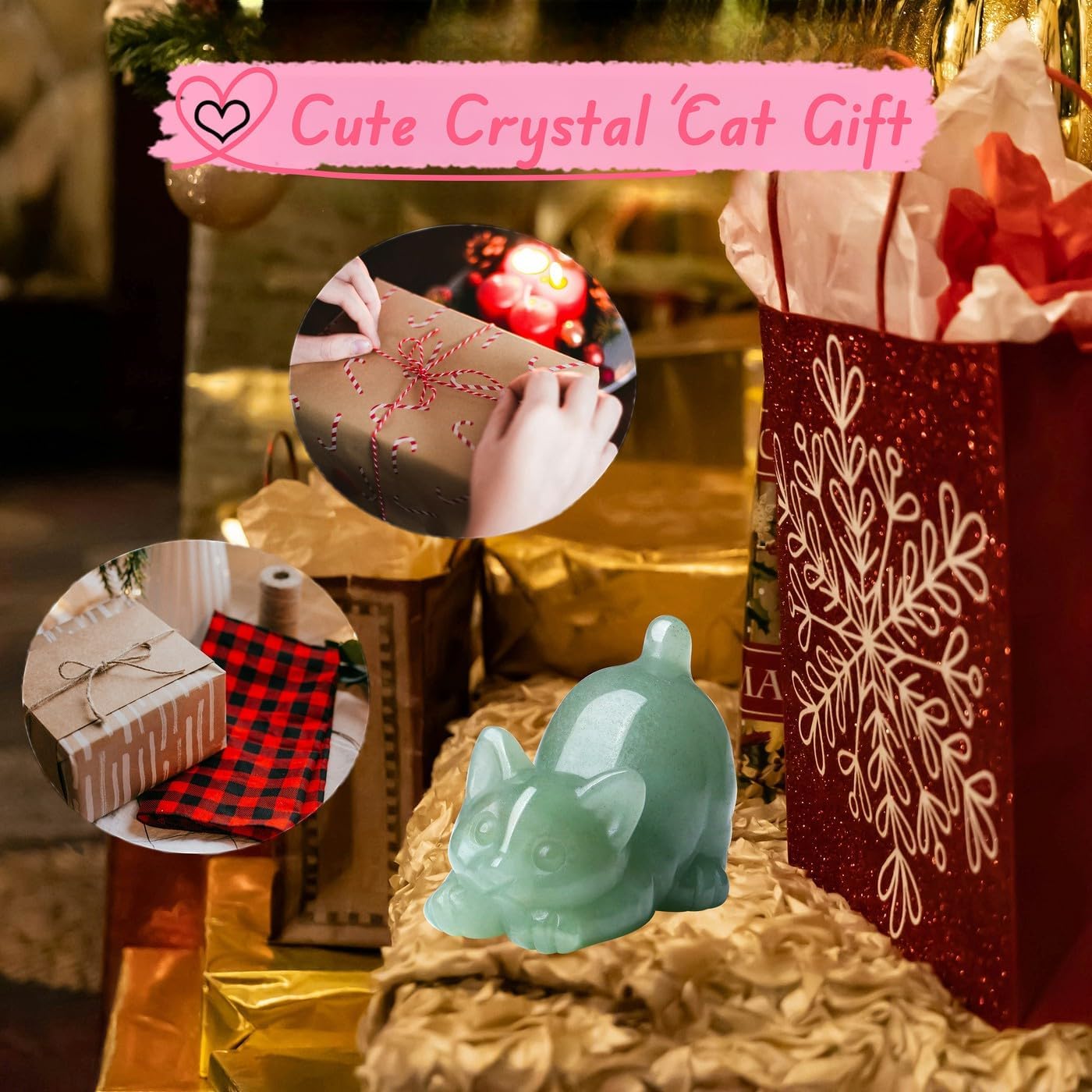 Green Aventurine Cat Decor Crystal Statue Carved Home Room Decor Figurines for Natural Lazy Gemstones Sculpture Handcrafted Healing Stone Lucky Kitten Office Spiritual Gifts for Cat Lovers