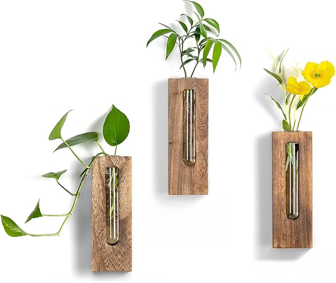 Wall Hanging Glass Planter Tubes - Propagation Station for Indoor Plants Hydroponic Plant Cuttings - Planters Gifts for Mom Wife Women Friend