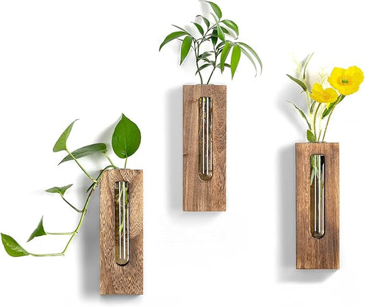 Wall Hanging Glass Planter Tubes - Propagation Station for Indoor Plants Hydroponic Plant Cuttings - Planters Gifts for Mom Wife Women Friend