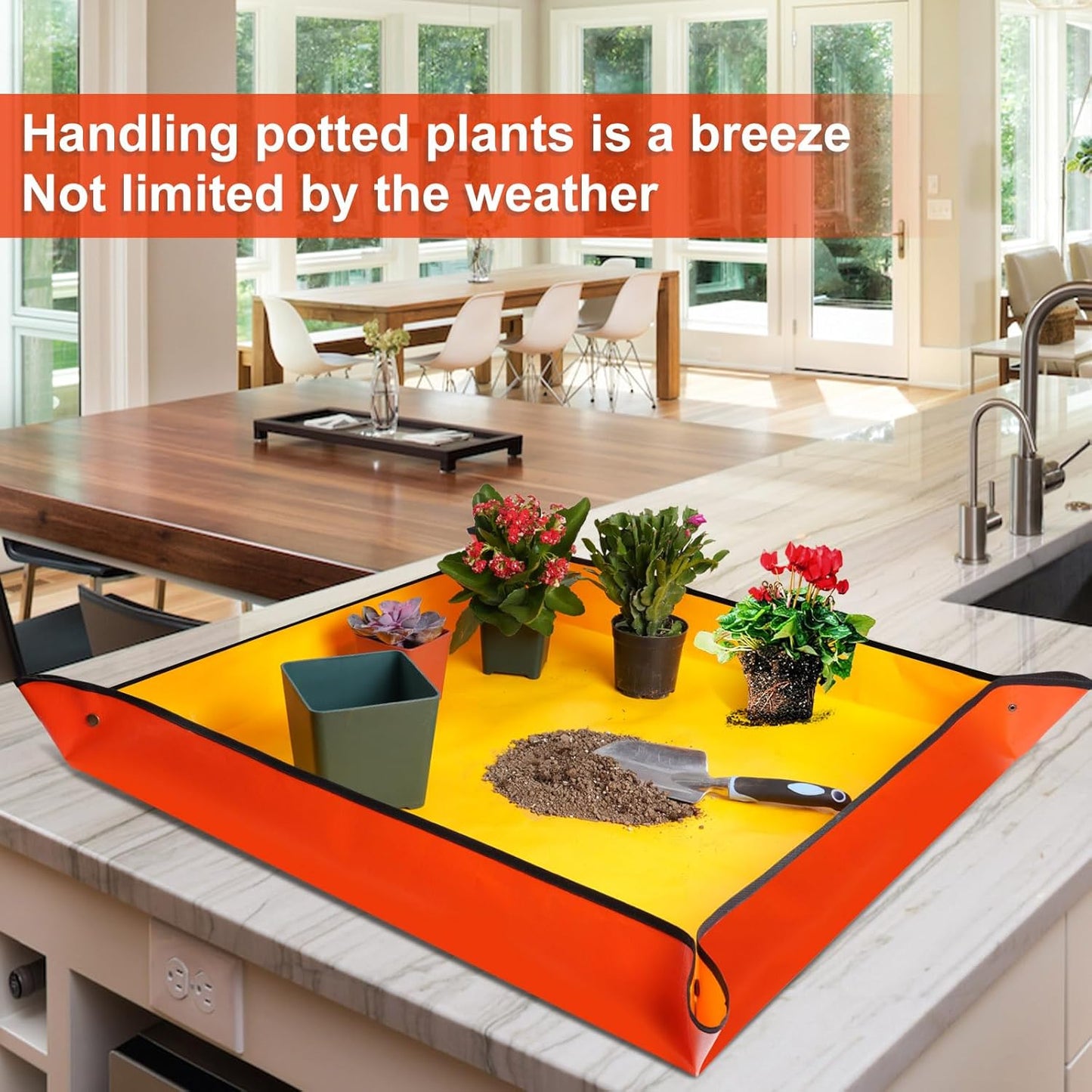 Extra Large Repotting Mat for Indoor Plants & Potting Soil Mat Portable Potting Tray Reusable Gardening Mat Garden Gift for Women Men (39.5"X39.5")