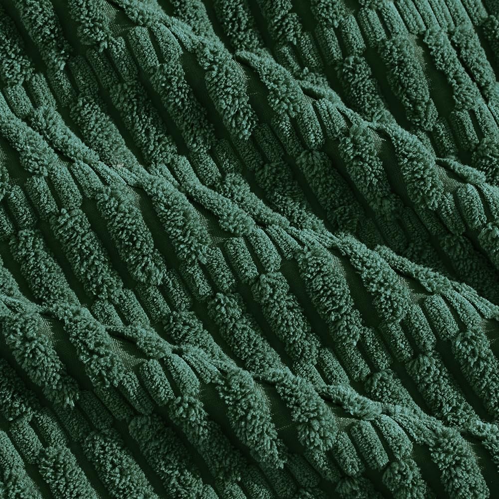 Fancy Homi Set of 4 Dark Green Boho Decorative Throw Pillow Covers 24x24 Inch for Couch Bed Sofa, Aesthetic Modern Bohemian Room Decor, Soft Fuzzy Fluffy Cozy Corduroy Textured Cushion Case 60x60cm