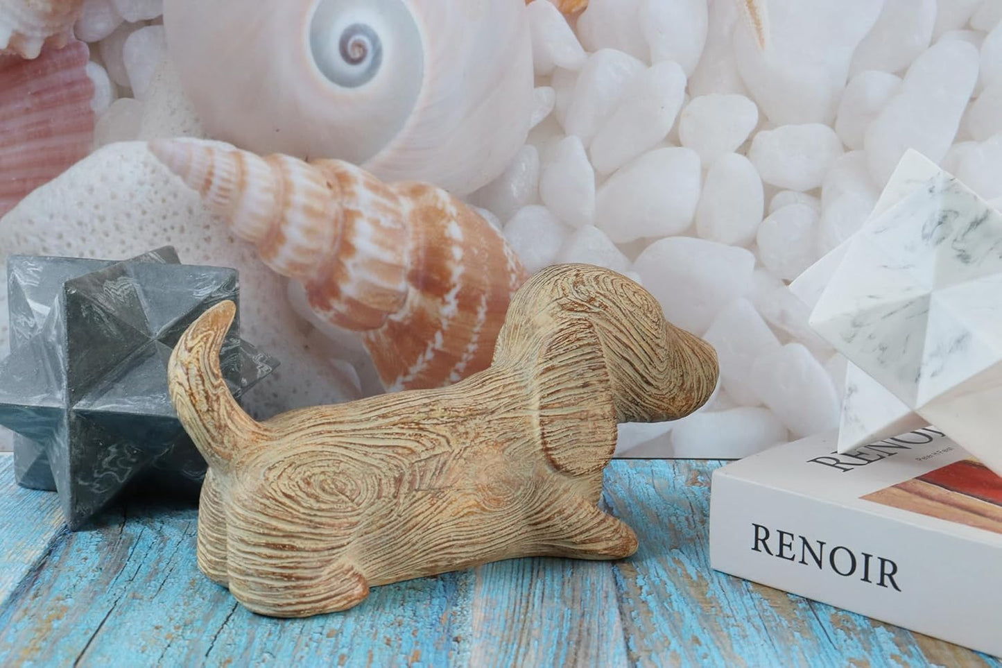 Hymmah Dog Home Decor Statue Rustic Home Decorations for Living Room, Boho Sculpture Resin Animal Collectible Figurines for Indoor Decor