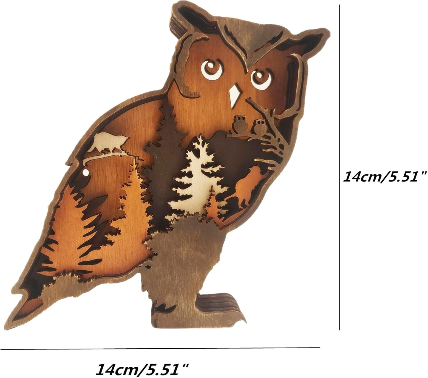 Forest Animal Desk Art Decor Wooden Farmhouse Table Decoration, Cabin Decor, Nursery Decor Mountain Decor for Bedroom Living Room (Owl)
